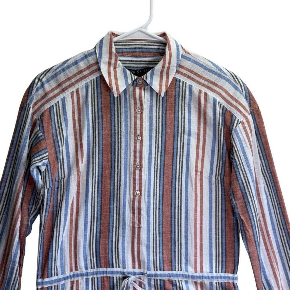 Veronica Beard Ardith Ruffled Striped Cotton Mini Shift Dress. Size XS - Picture 6 of 15